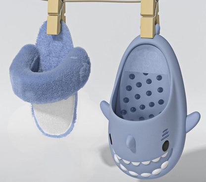 Extra Fur Woman Shark Slides / Men Shark Slides